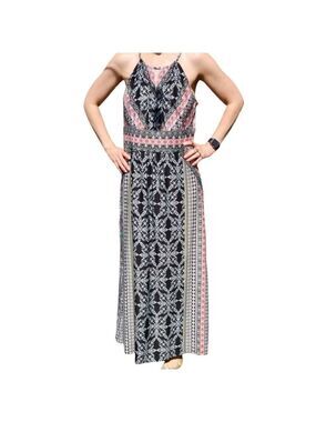B Calm Halter Top Slit Peephole Full Length Maxi Multicolored Size XL